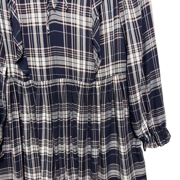Loft Plaid Ruffle Flannel Knit Mini Dress - Picture 5 of 10